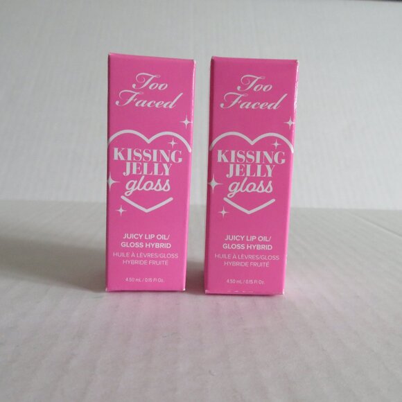 🎉HP🎉 Too Faced Kissing Jelly Hydrating Lip Oil Gloss, Set of 2, Pina Colada, NWT - Picture 1 of 4